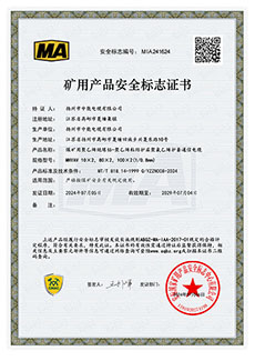 礦用產(chǎn)品安全標(biāo)志證書MHYAV 10X2，80X2，100X2(1/0.8mm2)